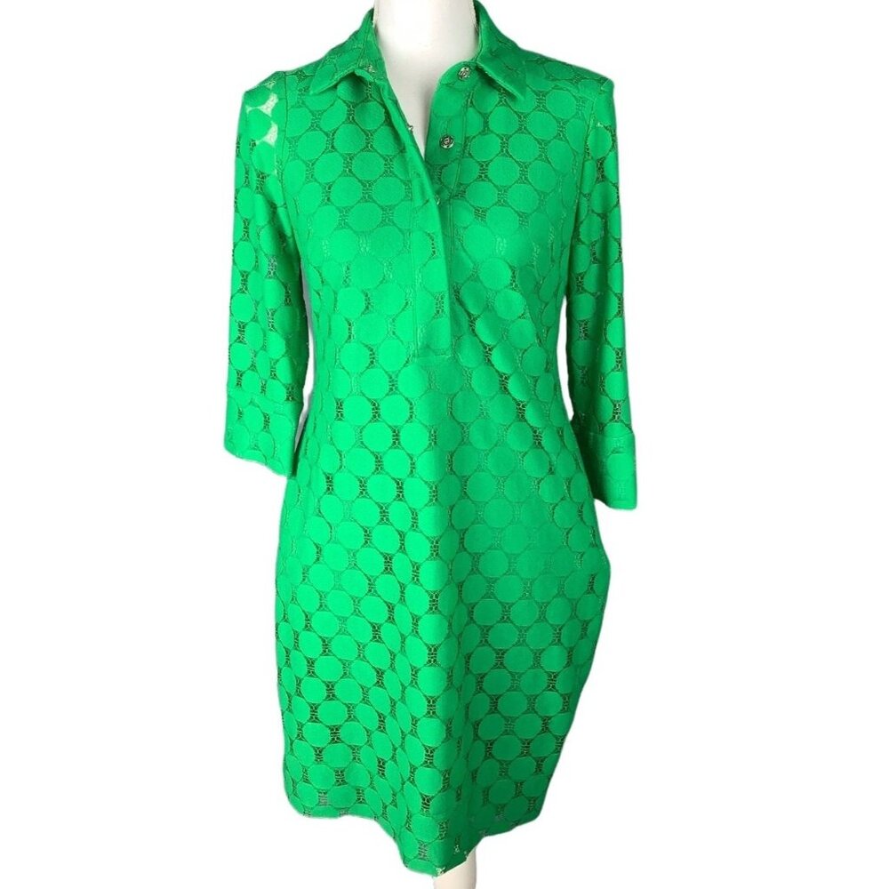 Vintage Andre Oliver Green Circle Collared Dress size 4